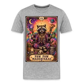 Paw Paw Maderfakas – Raton laveur magique - T-shirt bio Premium Homme - gris chiné - Devant - Damien (186cm)