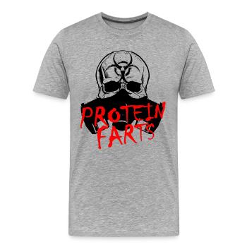 Protein Farts - T-shirt bio Premium Homme - gris chiné - Devant - Damien (186cm)