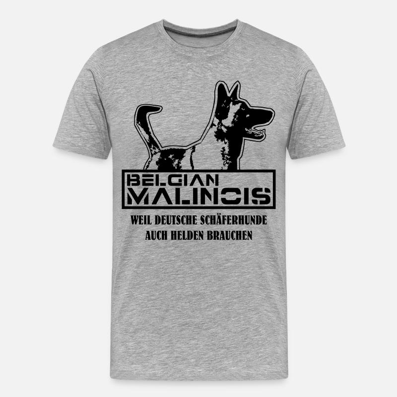 Malinois Helden - Männer Premium Bio T-Shirt - Grau meliert