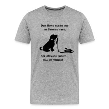 Hund - Männer Premium Bio T-Shirt - Grau meliert - Vorne - Damien (186cm)
