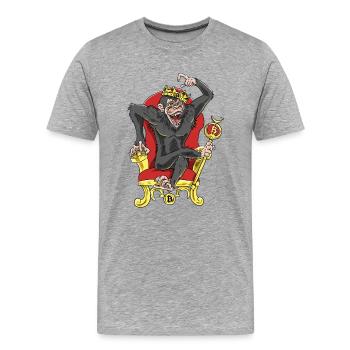 Bitcoin Monkey King - Beta Edition - Männer Premium Bio T-Shirt - Grau meliert - Vorne - Damien (186cm)