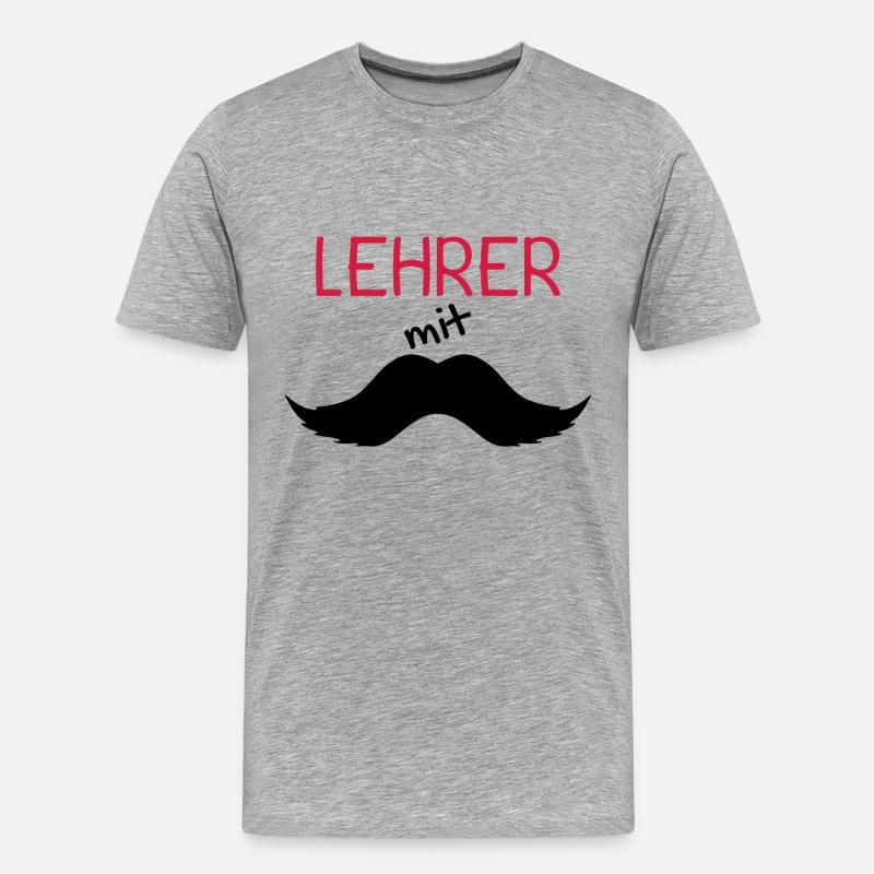 Lehrer mit Schnurrbart - Männer Premium Bio T-Shirt - Grau meliert