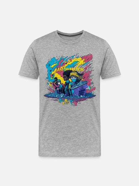 Peace Kids in Trash - Männer Premium Bio T-Shirt - Grau meliert
