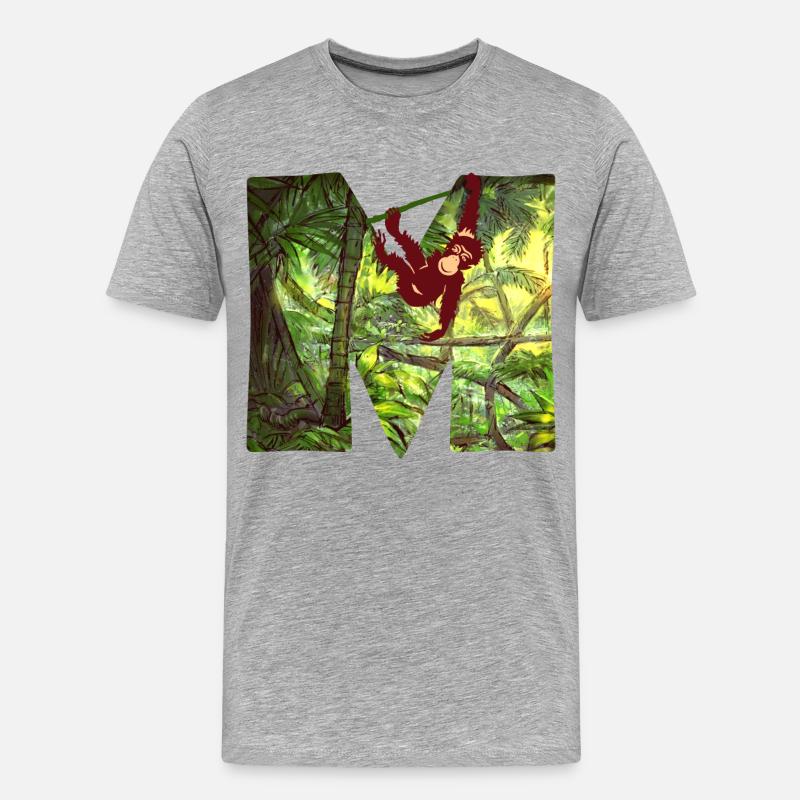 dschungel mit affe m - Männer Premium Bio T-Shirt - Grau meliert