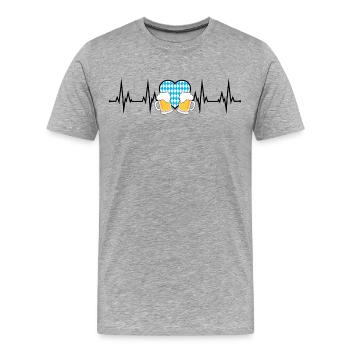 Bavaria Heartbeat ECG Bière Bleu Blanc - T-shirt bio Premium Homme - gris chiné - Devant - Damien (186cm)