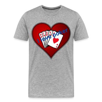 I love poker - Men's Premium Organic T-Shirt - heather grey - Front - Damien (186cm)