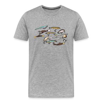 Leurres et appâts - appâts de pêche - T-shirt bio Premium Homme - gris chiné - Devant - Damien (186cm)
