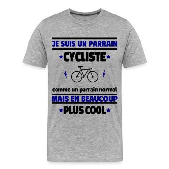 Je suis un parrain cycliste plus cool - T-shirt bio Premium Homme - gris chiné - Devant - Damien (186cm)
