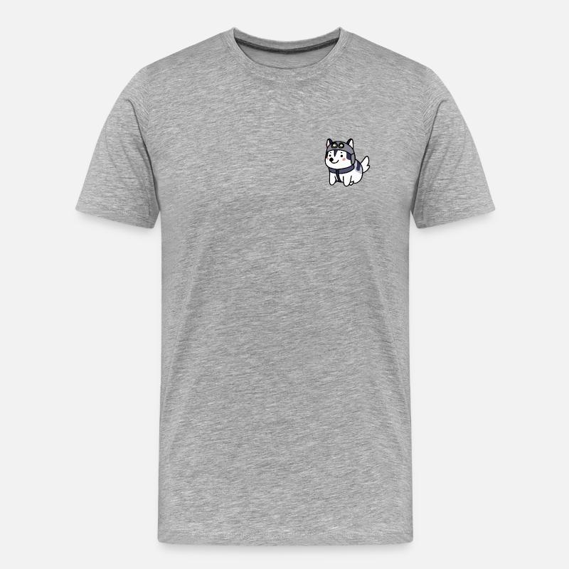 Husky-Pilot Hund Malamute - Männer Premium Bio T-Shirt - Grau meliert