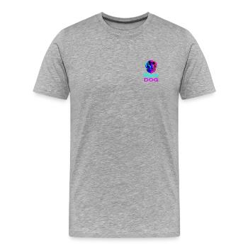 Chien viennois Synthwave Dog Gift Rétro - T-shirt bio Premium Homme - gris chiné - Devant - Damien (186cm)