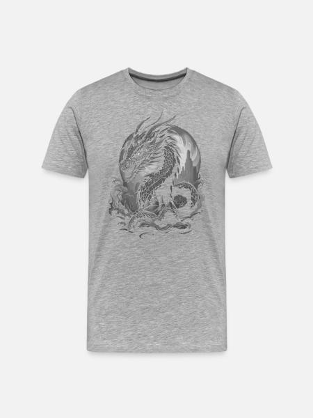 Fantasy Drache - Männer Premium Bio T-Shirt - Grau meliert