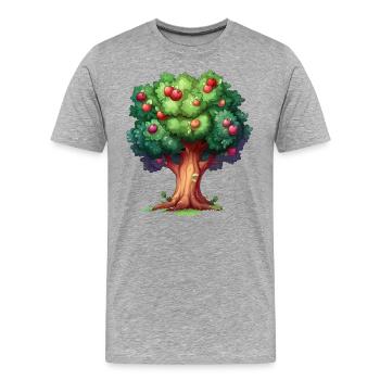 Farbenfroher Apfelbaum im Cartoon-Stil - Männer Premium Bio T-Shirt - Grau meliert - Vorne - Damien (186cm)