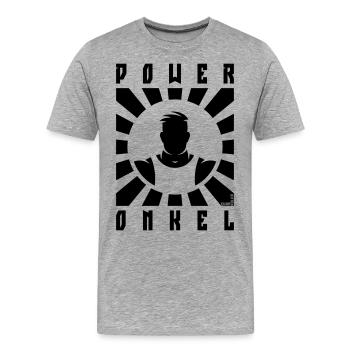 Power Onkel (Poweronkel / Strahlen / Black) - Männer Premium Bio T-Shirt - Grau meliert - Vorne - Damien (186cm)