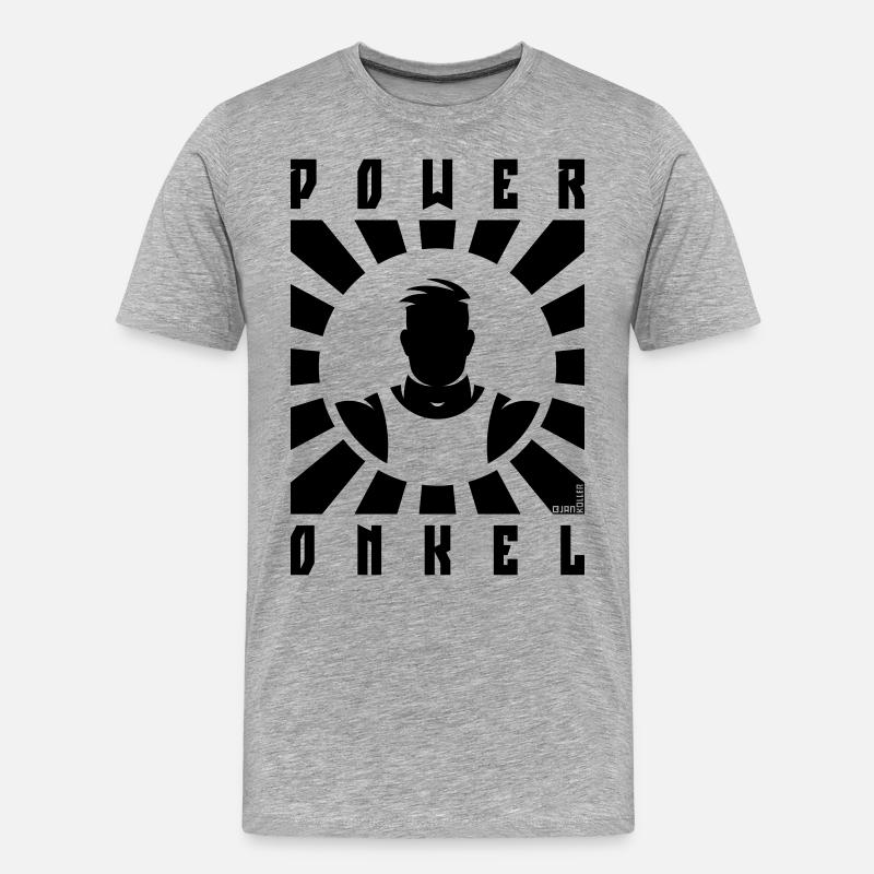 Power Onkel (Poweronkel / Strahlen / Black) - Männer Premium Bio T-Shirt - Grau meliert