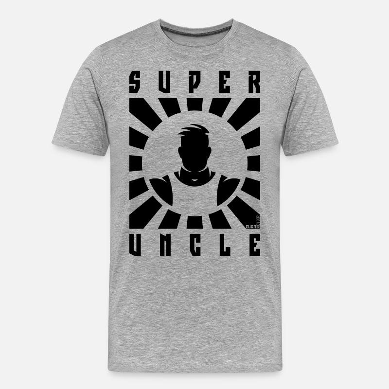 Super Uncle (Strahlen / Black) - Männer Premium Bio T-Shirt - Grau meliert
