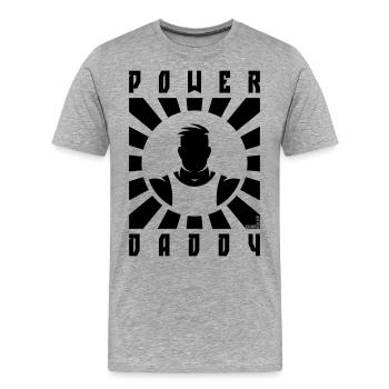 Power Daddy (Dad / Papa / Rays / Black) - Men's Premium Organic T-Shirt - heather grey - Front - Damien (186cm)