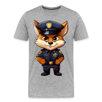 Renard policier - T-shirt bio Premium Homme - gris chiné - Devant - Damien (186cm)