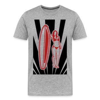Wellenreiter Design - Männer Premium Bio T-Shirt - Grau meliert - Vorne - Damien (186cm)