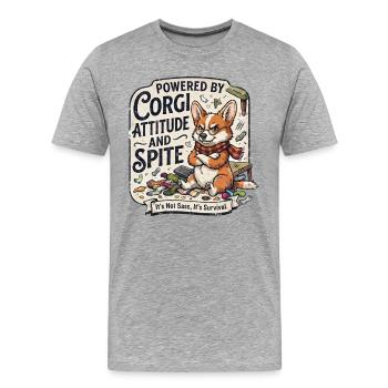 Attitude et Rancune Un Chien Drôle Powered By Corgi - T-shirt bio Premium Homme - gris chiné - Devant - Damien (186cm)
