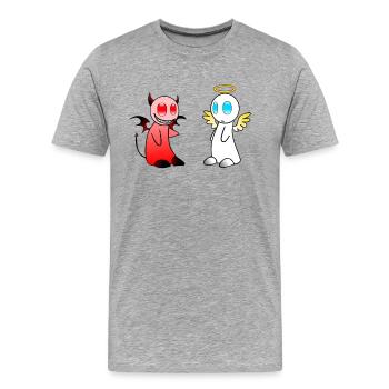 Motif Ange & Diable - T-shirt bio Premium Homme - gris chiné - Devant - Damien (186cm)