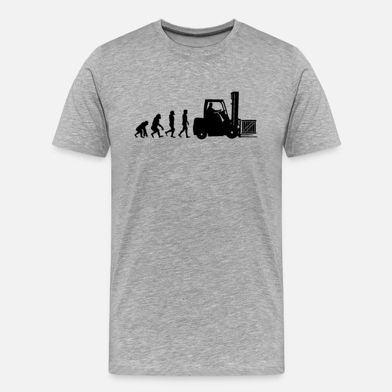 Evolution eines Staplerfahrer - Männer Premium Bio T-Shirt - Grau meliert