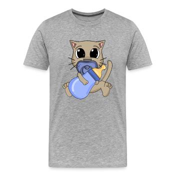 Baby Junge Katze - Männer Premium Bio T-Shirt - Grau meliert - Vorne - Damien (186cm)