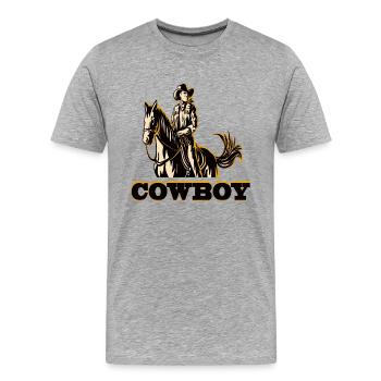 Cowboy I Texas Cowboy I Cowboy Kostüm - Männer Premium Bio T-Shirt - Grau meliert - Vorne - Damien (186cm)