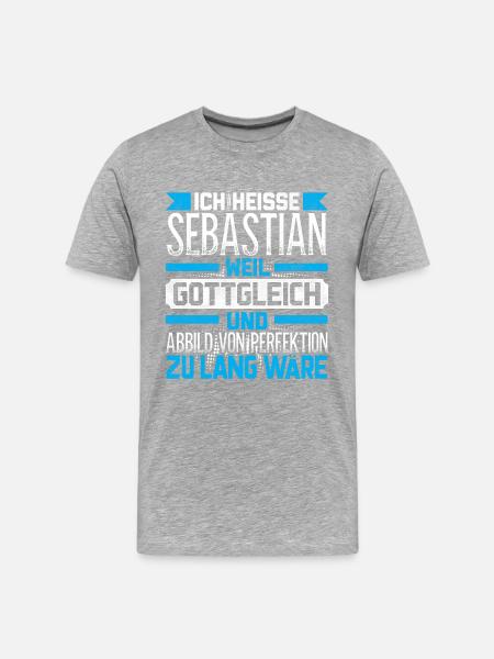 SEBASTIAN - Gottgleich - Männer Premium Bio T-Shirt - Grau meliert