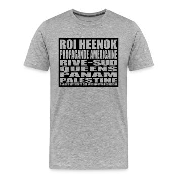 Propagande américaine, Rive-Sud, Queens, Panam - T-shirt bio Premium Homme - gris chiné - Devant - Damien (186cm)
