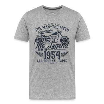 1954 Vintage homme mythe légende moto - T-shirt bio Premium Homme - gris chiné - Devant - Damien (186cm)
