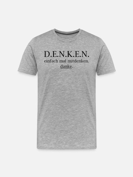 think! Just think along. thank you. - Men's Premium Organic T-Shirt - heather grey