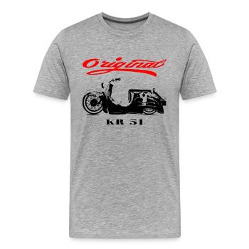 Simson Schwalbe DDR Moped - Männer Premium Bio T-Shirt - Grau meliert - Vorne - Damien (186cm)
