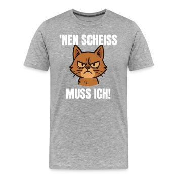 Lustige Katze Mittelfinger N Scheiß - Männer Premium Bio T-Shirt - Grau meliert - Vorne - Damien (186cm)