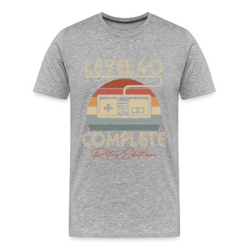 40 Geburtstag Level 40 Complete 40 Jahre Retro - Männer Premium Bio T-Shirt - Grau meliert - Vorne - Damien (186cm)