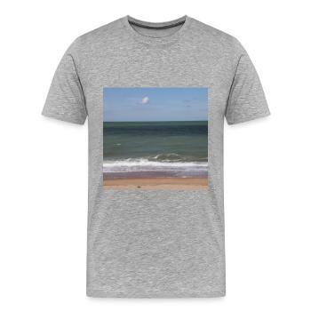 Vacances à la mer à la plage - T-shirt bio Premium Homme - gris chiné - Devant - Damien (186cm)