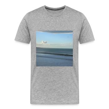Vacances à la mer à la plage - T-shirt bio Premium Homme - gris chiné - Devant - Damien (186cm)