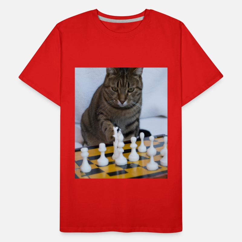 Le chat joue aux échecs T-shirt bio Premium Homme
