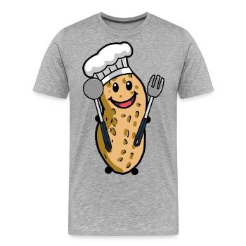 Koch Erdnuss Gourmet Kochkunst Hobbykoch Nuss - Männer Premium Bio T-Shirt - Grau meliert - Vorne - Damien (186cm)