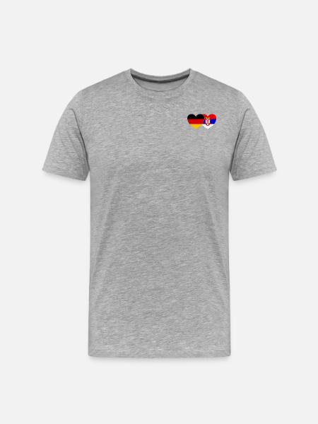 Deutschland Serbien Herz Flagge - Männer Premium Bio T-Shirt - Grau meliert