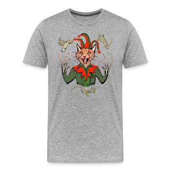 repas du chat joker - T-shirt bio Premium Homme - gris chiné - Devant - Damien (186cm)