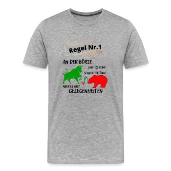 Bulle und Bär die Tiere der Börse und der Aktien - Männer Premium Bio T-Shirt - Grau meliert - Vorne - Damien (186cm)