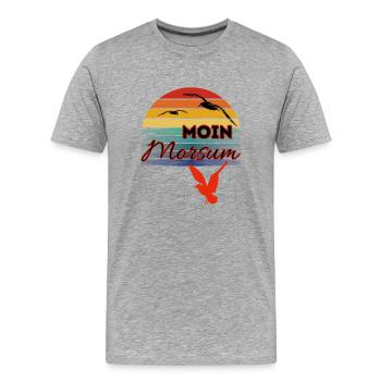 Moin Morsum avec mouette dans le style rétro-Sylt-Morsum - T-shirt bio Premium Homme - gris chiné - Devant - Damien (186cm)