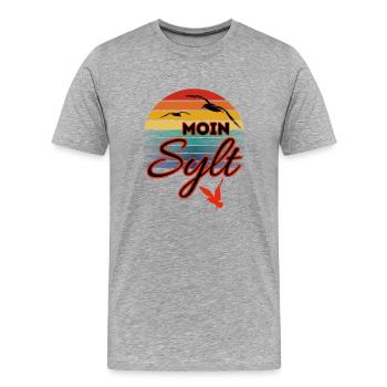 Moin Sylt avec mouette dans le style rétro Island Sylt - T-shirt bio Premium Homme - gris chiné - Devant - Damien (186cm)
