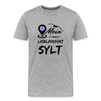 Sylt mon endroit préféré-île préférée Sylt-Möwe - T-shirt bio Premium Homme - gris chiné - Devant - Damien (186cm)