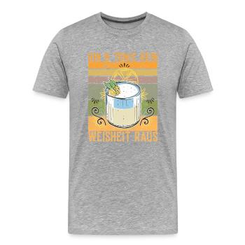Gin Mit Tonic Rein Weisheit Raus Lustiger Spruch - Männer Premium Bio T-Shirt - Grau meliert - Vorne - Damien (186cm)