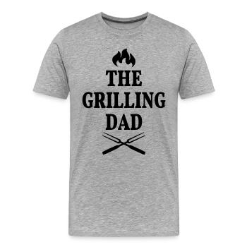 Papa grill Grill King Grill Master Barbecue BBQ - Men's Premium Organic T-Shirt - heather grey - Front - Damien (186cm)