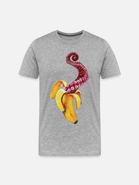 Wirbelnde Mutant-Banane - Männer Premium Bio T-Shirt - Grau meliert