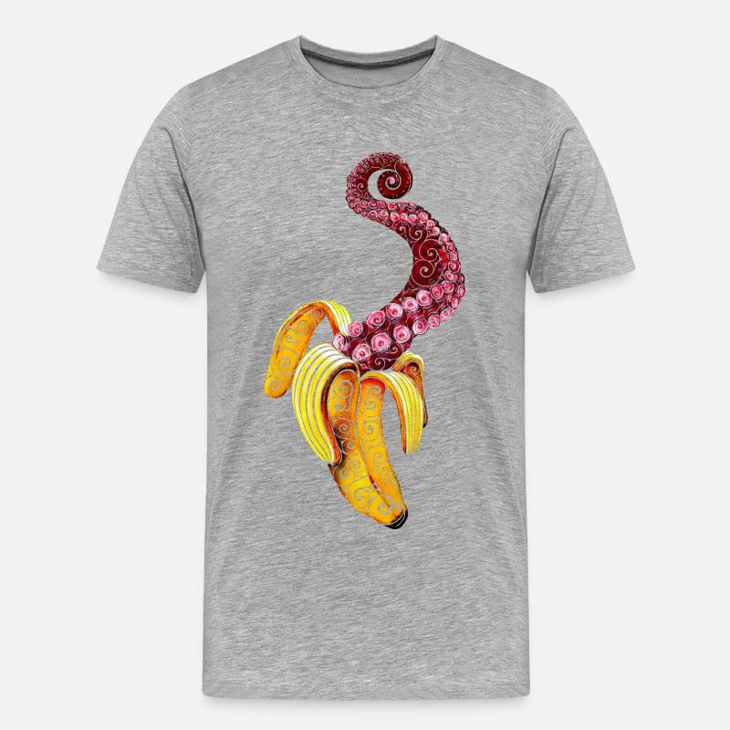 Wirbelnde Mutant-Banane - Männer Premium Bio T-Shirt - Grau meliert