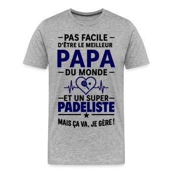 Herz + Padel – Super Dad Padel Spieler - Männer Premium Bio T-Shirt - Grau meliert - Vorne - Damien (186cm)