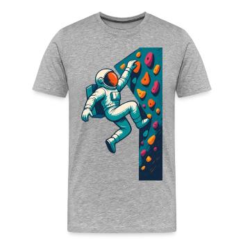 Bouldern Astronaut schweben leicht klettern Gesche - Männer Premium Bio T-Shirt - Grau meliert - Vorne - Damien (186cm)